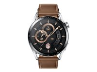Huawei Watch GT 3 Classic Edition - rostfritt stål i silver - smart klocka med rem - brun - 4 GB 55026963