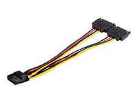 StarTech.com Dual SATA to LP4 Power Doubler Cable Adapter, 2 SATA to 4 Pin LP4 Internal PC Peripheral Power Supply Connector, SATA Y Cable, Male/Female, 18 AWG Wire, 9 Amps at 12V (108W) - 18AWG Copper Wires (DSATPMOLP4) - strömadapter - SATA-ström till 4 pin intern effekt - 19.1 m DSATPMOLP4
