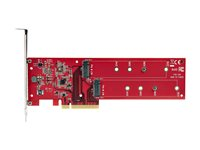 StarTech.com Dual M.2 PCIe SSD Adapter Card, x8 / x16 Dual NVMe or AHCI M.2 SSD to PCI Express 4.0, Up to 7.8GBps/Drive, For 2242/2260/2280/22110mm PCIe M-Key M2 SSDs, Bifurcation Required - PC/Linux Compatible (DUAL-M2-PCIE-CARD-B) - gränssnittsadapter - M.2 Card - PCIe 4.0 x16/x8 DUAL-M2-PCIE-CARD-B