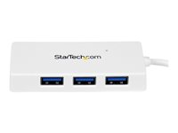 StarTech.com Bärbar SuperSpeed mini USB 3.0-hubb med 4 portar - Vit - hubb - 4 portar ST4300MINU3W