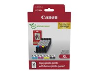 Canon CLI-571 XL C/M/Y/BK Photo Value Pack - 4-pack - Lång livslängd - svart, gul, cyan, magenta - original - bläckbehållare / papperspaket 0332C006