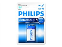 Philips ExtremeLife+ 6LR61E1B batteri x 9V - alkaliskt 6LR61E1B/10