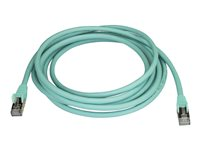 StarTech.com 3m CAT6A Ethernet Cable, 10 Gigabit Shielded Snagless RJ45 100W PoE Patch Cord, CAT 6A 10GbE STP Network Cable w/Strain Relief, Aqua, Fluke Tested/UL Certified Wiring/TIA - Category 6A - 26AWG (6ASPAT3MAQ) - patch-kabel - 3 m - havsblå 6ASPAT3MAQ