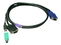 LevelOne ACC-3203 - kabelsats för tangentbord/video/mus - HD-15 (VGA) till USB, PS/2, HD-15 (VGA) - 5 m ACC-3203