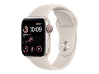 Apple Watch SE (GPS + Cellular) 2a generation - stjärnljusaluminium - smart klocka med sportband - starlight - 32 GB MNPH3DH/A