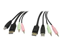 StarTech.com 6ft 4-in-1 USB DisplayPort® KVM Switch Cable w/ Audio & Microphone (DP4N1USB6) - video/USB/ljud-kabel - 1.8 m DP4N1USB6