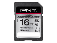PNY High Performance - flash-minneskort - 16 GB - SDHC UHS-I SD16G10HIGPER-EF