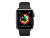Apple Watch Series 3 (GPS) - rymdgrå aluminium - smart klocka med sportband - svart - 8 GB MTF32B/A