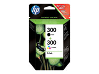 HP 300 - 2-pack - svart, färg (cyan, magenta, gul) - original - bläckpatron CN637EE