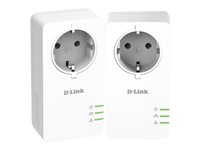 D-Link PowerLine AV2 1000 HD Gigabit Passthrough Kit DHP-P601AV - PowerLine adaptersats - vägginsticksbar DHP-P601AV/E