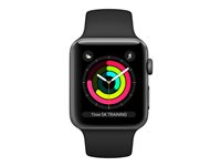 Apple Watch Series 3 (GPS) - rymdgrå aluminium - smart klocka med sportband - svart - 8 GB MTF02FS/A