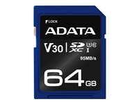 ADATA Premier Pro - flash-minneskort - 64 GB - SDXC UHS-I ASDX64GUI3V30S-R