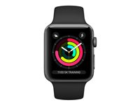 Apple Watch Series 3 (GPS) - rymdgrå aluminium - smart klocka med sportband - svart - 8 GB MTF02B/A