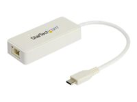 StarTech.com USB-C Ethernet-adapter med extra USB 3.0-port - vit - nätverksadapter - USB-C - Gigabit Ethernet + USB 3.1 Gen 2 US1GC301AUW