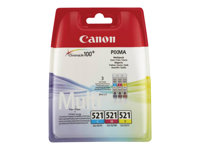 Canon CLI-521 Multipack - 3-pack - gul, cyan, magenta - original - bläcktank 2934B010