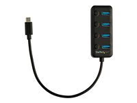 StarTech.com 4 Port USB C Hub, USB-C to 4x USB 3.0 Type-A Ports with Individual On/Off Port Switches, SuperSpeed 5Gbps USB 3.1/3.2 Gen 1, USB Bus Powered, Portable, 10" Attached Cable - Windows/macOS/Linux (HB30C4AIB) - hubb - 4 portar HB30C4AIB