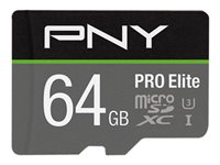 PNY PRO Elite - flash-minneskort - 64 GB - mikroSDXC UHS-I P-SDU64GV31100PRO-GE