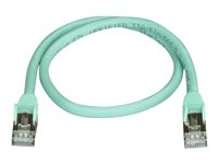 StarTech.com 50cm CAT6A Ethernet Cable, 10 Gigabit Shielded Snagless RJ45 100W PoE Patch Cord, CAT 6A 10GbE STP Network Cable w/Strain Relief, Aqua, Fluke Tested/UL Certified Wiring/TIA - Category 6A - 26AWG (6ASPAT50CMAQ) - patch-kabel - 50 cm - havsblå 6ASPAT50CMAQ