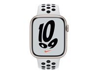 Apple Watch Nike Series 7 (GPS + Cellular) - stjärnljusaluminium - smart klocka med Nike sportband - ren platina/svart - 32 GB MKL43B/A
