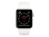 Apple Watch Series 3 (GPS + Cellular) - rostfritt stål - smart klocka med sportband - mjuk vit - 16 GB - inte specificerad MQLY2B/A