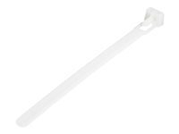 StarTech.com 12cm(5") Reusable Cable Ties, 7mm(1/4") wide, 30mm(1-1/8") Bundle Dia. 22kg(50lb) Tensile Strength, Releasable Nylon Ties, Indoor/Outdoor, 94V-2/UL Listed, 100 Pack, White - Nylon 66 Plastic - TAA (CBMZTRB5) - kabelsamlare - TAA-kompatibel CBMZTRB5