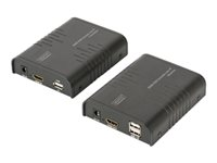 DIGITUS Professional HDMI KVM Extender over IP, Set - förlängare för tangentbord/video/mus/ljud - 100Mb LAN DS-55202