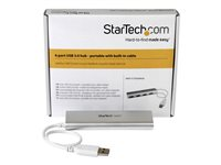 StarTech.com Bärbar USB 3.0-hubb med 4 portar och inbyggd kabel - hubb - 4 portar ST43004UA