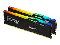 Kingston FURY Beast RGB - DDR5 - sats - 16 GB: 2 x 8 GB - DIMM 288-pin - 5200 MHz / PC5-41600 - ej buffrad KF552C40BBAK2-16