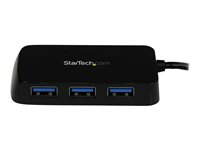 StarTech.com Bärbar SuperSpeed mini USB 3.0-hubb med 4 portar - Svart - hubb - 4 portar ST4300MINU3B