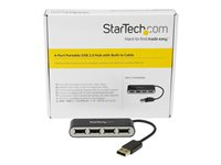 StarTech.com Bärbar USB 2.0-hubb med 4 portar och inbyggd kabel - hubb - 4 portar ST4200MINI2