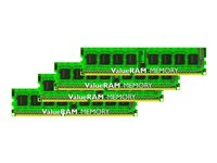 Kingston ValueRAM - DDR3 - sats - 32 GB: 4 x 8 GB - DIMM 240-pin - 1333 MHz / PC3-10600 - ej buffrad KVR1333D3N9K4/32G