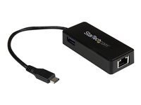 StarTech.com USB-C till Gigabit-nätverksadapter med extra USB-port - Svart - nätverksadapter - USB-C - Gigabit Ethernet + USB 3.1 Gen 2 US1GC301AU