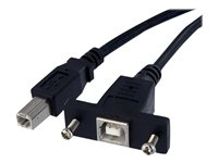 StarTech.com 1 ft Panel Mount USB Cable B to B - F/M - USB cable - USB Type B (F) to USB Type B (M) - USB 2.0 - 1 ft - molded, thumbscrews - black - USBPNLBFBM1 - USB-kabel - USB typ B till USB typ B - 30 cm USBPNLBFBM1