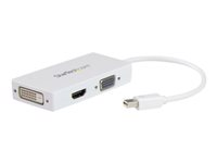 StarTech.com Travel A/V Adapter: 3-in-1 Mini DisplayPort to VGA DVI or HDMI Converter - White (MDP2VGDVHDW) - videokonverterare - vit MDP2VGDVHDW