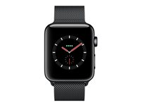 Apple Watch Series 3 (GPS + Cellular) - rymdsvart rostfritt stål - smart klocka med milanesisk loop - rymdsvart - 16 GB MR1Q2ZD/A
