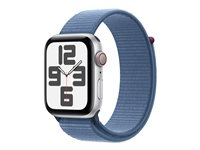 Apple Watch SE (GPS + Cellular) 2a generation - silveraluminium - smart klocka med sportögla - winter blue - 32 GB MRHM3DH/A