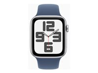 Apple Watch SE (GPS + Cellular) 2a generation - silveraluminium - smart klocka med sportband - denim - 32 GB MXGQ3QN/A