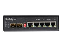 StarTech.com Industriell 5-ports Gigabit Ethernet-switch - 4 PoE RJ45 +2 SFP-platser 30 W PoE + 12-48 VDC 10/100/1000 Robust Power Over Ethernet LAN-omkopplare -40&degC till 75 &degC - DIN-monterbar - switch - 6 portar IES1G52UP12V