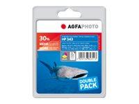 AgfaPhoto - 2-pack - färg (cyan, magenta, gul) - kompatibel - bläckpatron (alternativ för: HP 343, HP C8766EE, HP CB332EE) APHP343CDUO