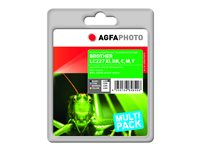 AgfaPhoto Multi pack - 4-pack - svart, gul, cyan, magenta - kompatibel - återanvänd - bläckpatron (alternativ för: Brother LC-225XLC, Brother LC-225XLM, Brother LC-225XLY, Brother LC-227XLBK, Brother LC-227XLVALBPDR) APB227SETD