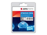AgfaPhoto - 2-pack - svart, färg (cyan, magenta, gul) - kompatibel - bläckpatron (alternativ för: HP 300, HP CC640EE, HP CC643EE, HP SD518AE) APHP300SET2