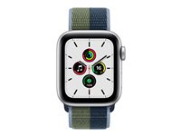 Apple Watch SE (GPS + Cellular) - silveraluminium - smart klocka med sportögla - abyss blue/moss green - 32 GB MKQW3B/A
