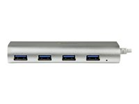 StarTech.com Bärbar USB 3.0-hubb med 4 portar och inbyggd kabel - hubb - 4 portar ST43004UA