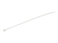 StarTech.com 15cm kabelkopplingar - 3mm bred, 39mm buntdiameter, 18kg draghållfasthet, självlåsande spärrband för nylon med böjd spets, 94 V-2/UL listad, 100-pack - vitt - kabelsamlare - TAA-kompatibel CBMZT6N