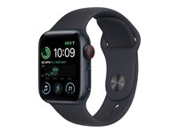 Apple Watch SE (GPS + Cellular) 2a generation - midnattsaluminium - smart klocka med sportband - midnatt - 32 GB MNPL3DH/A