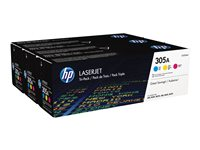 HP 305A - 3-pack - gul, cyan, magenta - original - LaserJet - tonerkassett (CF370AM) CF370AM