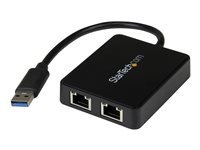 StarTech.com USB 3.0 till Dubbel Port Gigabit Ethernet-nätverksadapter med USB-port - nätverksadapter - USB 3.0 - 2 portar USB32000SPT